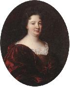 unknow artist Portrait of a landy,said to be marie de pontchartrin,half length,wearing a red velvet mantle over a gold braided dress and lace shirt Germany oil painting reproduction
